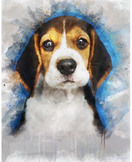 Serious beagle dog - watercolor painting Serious beagle dog - watercolor painting