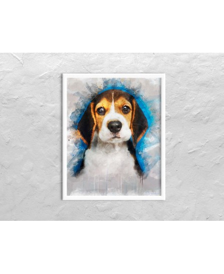 Serious beagle dog - watercolor painting Serious beagle dog - watercolor painting
