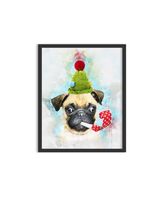 Pug in Party - watercolor painting Pug in Party - watercolor painting