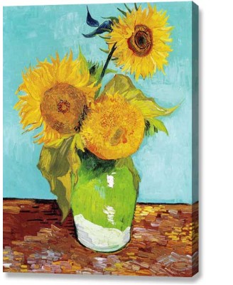 Van Gogh - Vase with 3 sunflowers (canvas print)