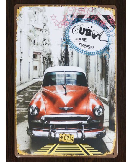 Cuba (Red Classic Car) - tin sign 20x30cm