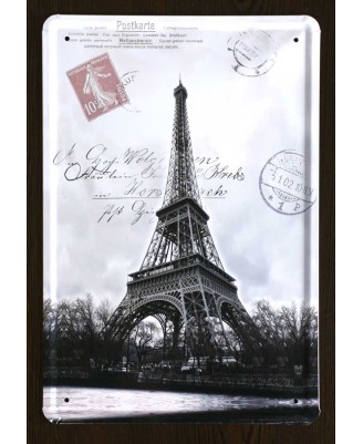 Paris - Eiffel Tower postcard - tin sign 20x30cm Paris - Eiffel Tower postcard - tin sign 20x30cm