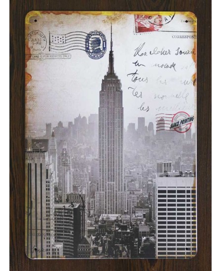 NY - Empire State Building postcard - tin sign 20x30cm NY - Empire State Building postcard - tin sign 20x30cm