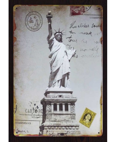 NY - Statue of Liberty postcard - tin sign 20x30cm