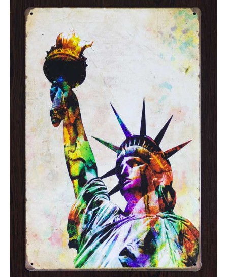 NY - Statue of Liberty (Colors) - tin sign 20x30cm