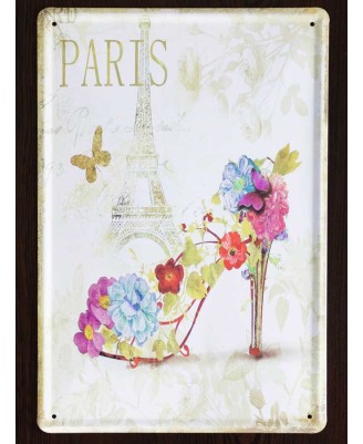 Paris - (Eiffel Tower Flowers) - tin sign 20x30cm Paris - (Eiffel Tower Flowers) - tin sign 20x30cm