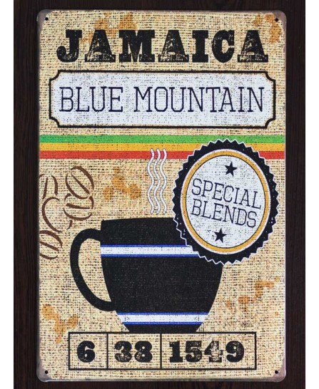 Кафе Blue Mountain - метална табела 20х30см Кафе Blue Mountain - метална табела 20х30см