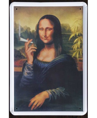 Mona Lisa (Smoking Ganja) - tin sign 20x30cm Mona Lisa (Smoking Ganja) - tin sign 20x30cm