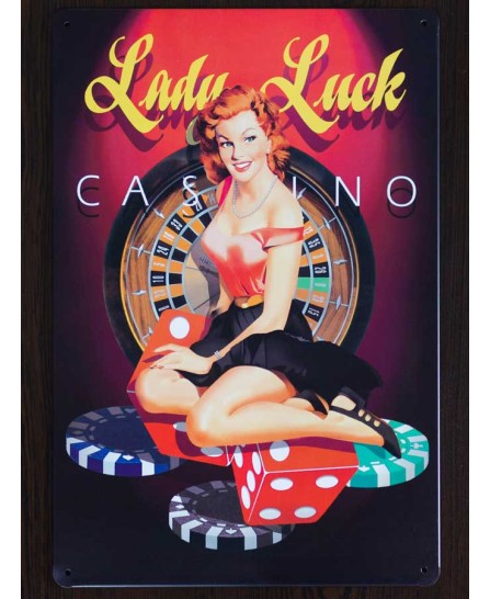 Lady Luck Casino - метална табела 20х30см