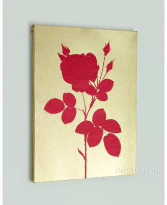Red Rose on Gold - acrylic painting 30x40cm Red Rose on Gold - acrylic painting 30x40cm