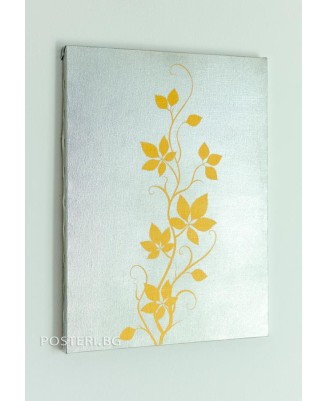 Flowers Gold on Silver - acrylic painting 30x40cm Flowers Gold on Silver - acrylic painting 30x40cm