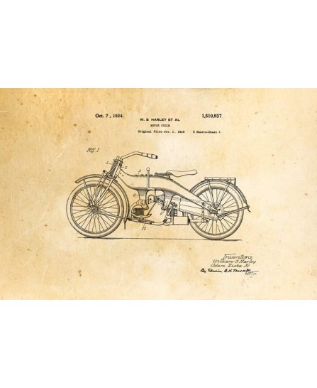 Патент - Харли Мотоциклет 1924 (40х60см) Патент - Харли Мотоциклет 1924 (40х60см)