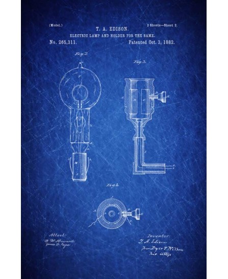Патент - Електрическа крушка 1882 (40х60см) Патент - Електрическа крушка 1882 (40х60см)