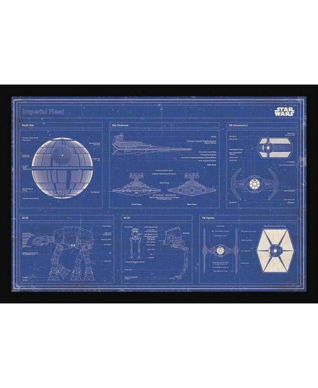 Star Wars - Imperial Fleet Blueprint (61x91,5cm - framed black)