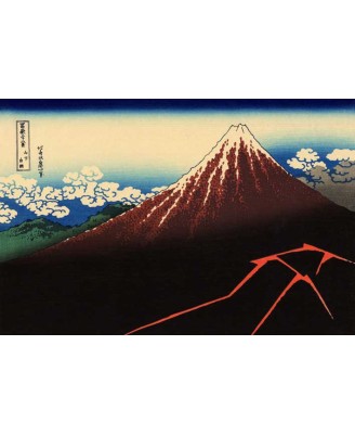 Katsushika Hokusai - Rainstorm Beneath the Summit