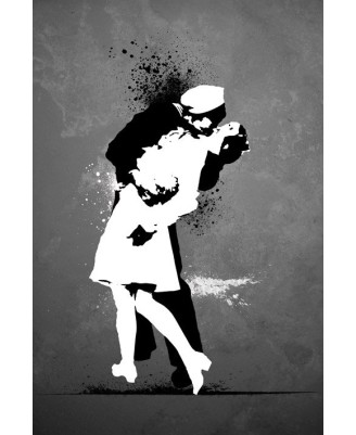 Wars End Kiss - BW art poster Wars End Kiss - BW art poster