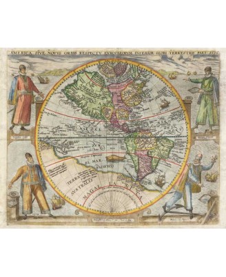 Карта - America Novus Orbis 1596 - 40х50см Карта - America Novus Orbis 1596 - 40х50см