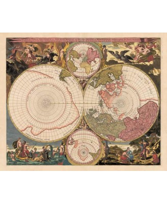 Map of The World (Les Deux Poles) - 58x70cm Map of The World (Les Deux Poles) - 58x70cm