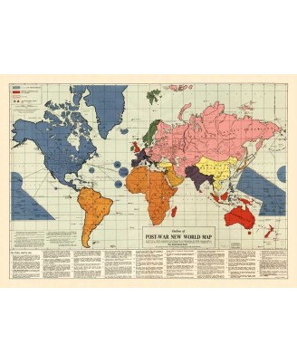 Maurice Gomberg - Infamous New World Order Map (1942) - 60x83cm Maurice Gomberg - Infamous New World Order Map (1942) - 60x83cm