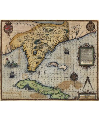 Map of Florida Caribbean (1588) - 60x73cm Map of Florida Caribbean (1588) - 60x73cm
