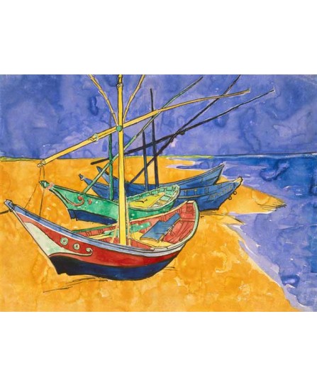 Ван Гог - Boats at Saintes-Maries (30х40см)